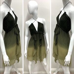 NWT Anthropologie Gypsy 05 Lori Halter Olive Ombré Ruffle Dress Small